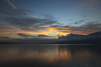 Sunrise landscape ,alpine mountain beauty near the lake early morning in switzerland