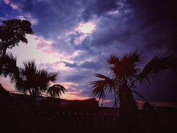 Silhouette palm trees against sky during sunset