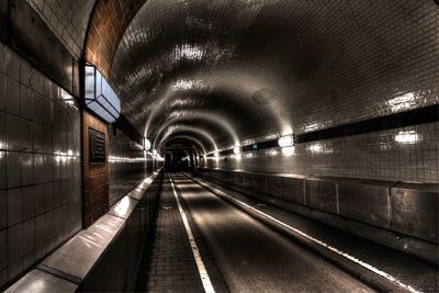 Illuminated railroad station platform