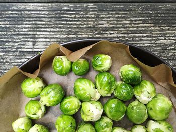 Directly above shot of brussels sprouts in bowl