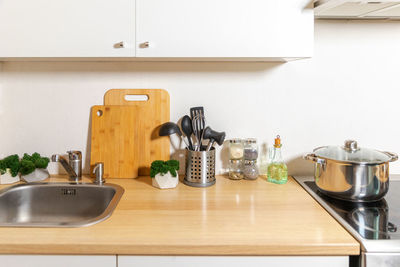 Kitchen utensils on table