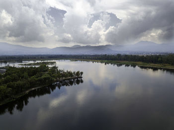 Scenic view of lake against sky