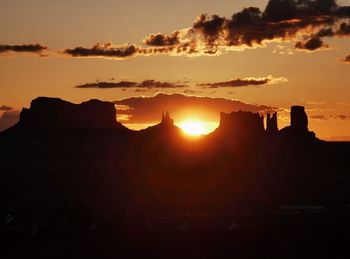 Silhouette buildings against sky during sunset