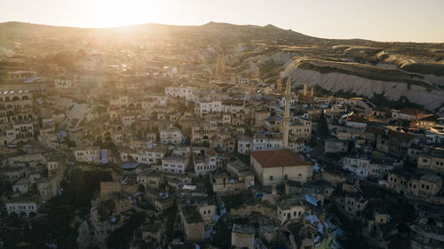 High angle view of townscape against sky