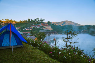 Scenic view of lake against sky