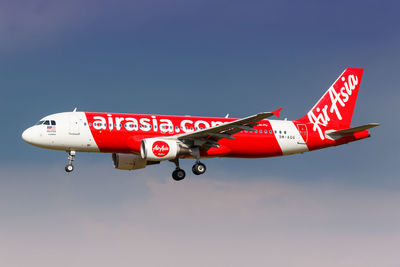 Low angle view of airplane against clear sky