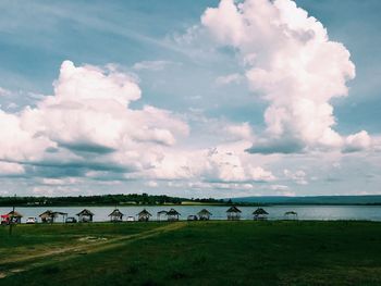 Scenic view of land against sky