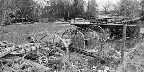 Abandoned truck on field