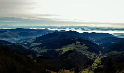 Scenic view of mountains against sky