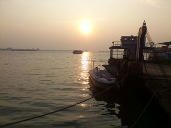 Scenic view of sea at sunset