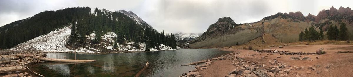 Panoramic view of mountains against sky