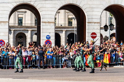 Spanish army marching during spanish national day army parade. legion