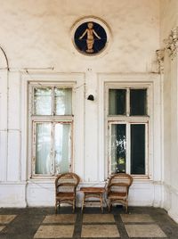 Chairs and a table on the summer veranda