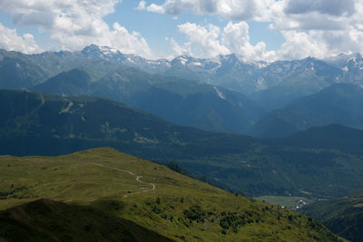 Scenic view of mountains against sky