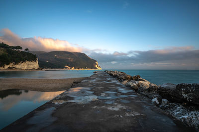 Scenic view of sea against sky during sunrise