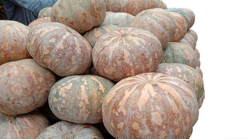 Close-up of pumpkins for sale at market stall