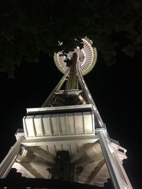 Low angle view of illuminated ferris wheel against sky at night