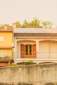 Built structures against clear sky