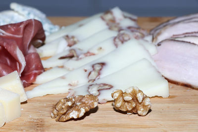 Close-up of chopped vegetables on cutting board