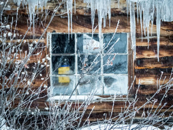Close-up of damaged window