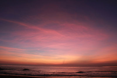 Scenic view of sea against sky at sunset