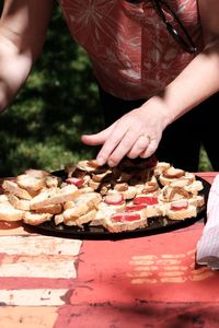 Close-up of person preparing food