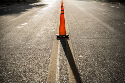 Traffic cone on road