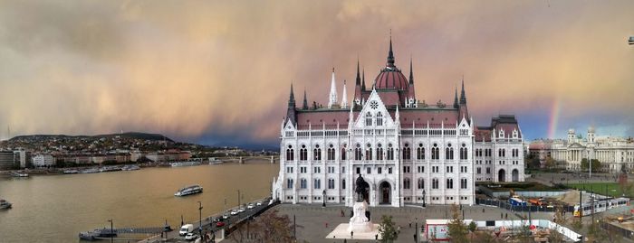 View of city against cloudy sky