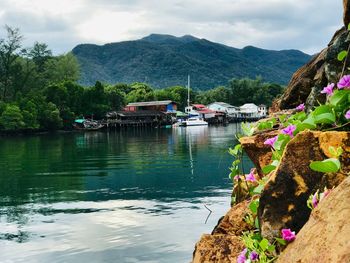 Scenic view of lake against mountains
