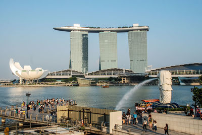 Group of people in front of modern building