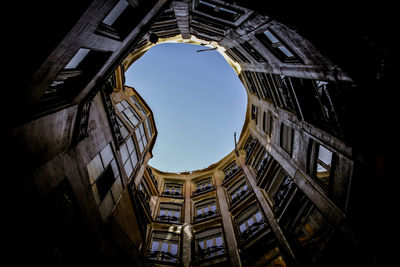 Low angle view of buildings against sky in city