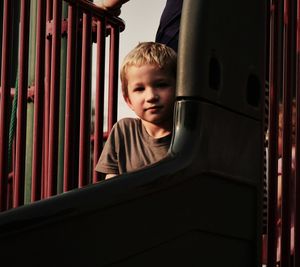 Portrait of boy looking up