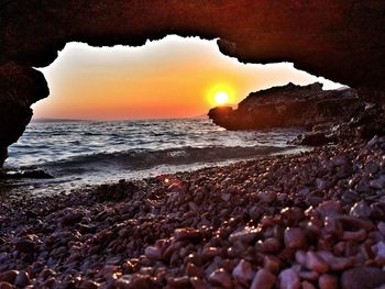 Scenic view of sea at sunset