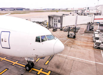 High angle view of airport runway