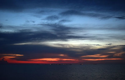 Scenic view of sea against dramatic sky