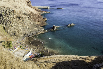 High angle view of beach against sky