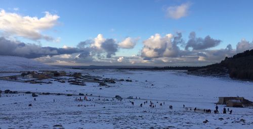 Panoramic view of land against sky during winter