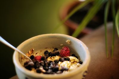 Close-up of breakfast served in bowl