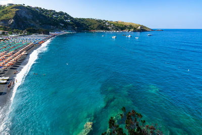 Clear blue sea water at marinella beach at san nicola arcella, calabria, italy