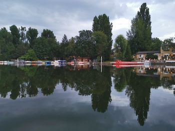 Scenic view of lake against sky