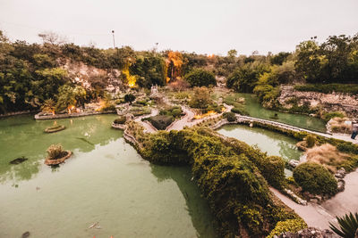 High angle view of river against clear sky