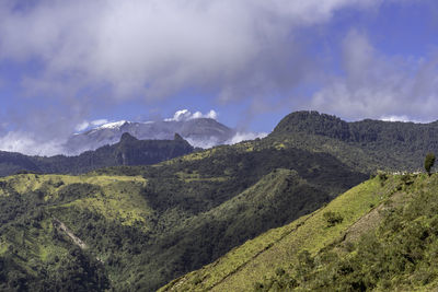 Panoramic view of mountains against sky