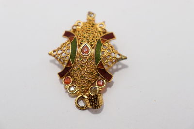 High angle view of christmas decoration on white background