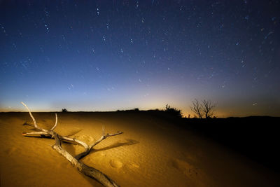 Scenic view of field against sky at night