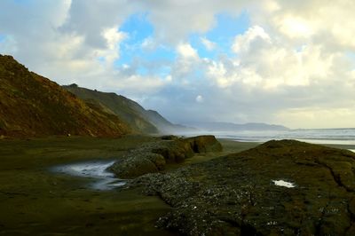 Scenic view of beach against sky