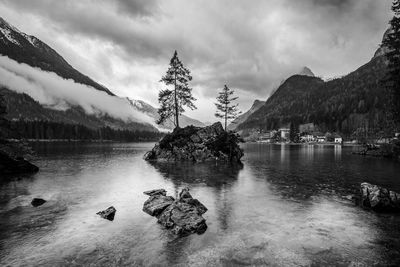 Scenic view of lake against sky