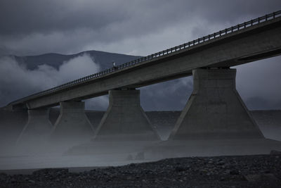 Concrete bridge pillars over skeiðarársandur sander area in iceland