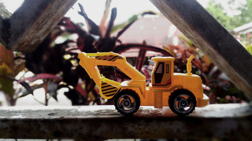 Close-up of toy escavator
