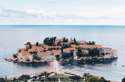 High angle view of sea against sky