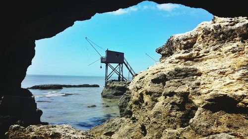 Scenic view of sea against clear sky